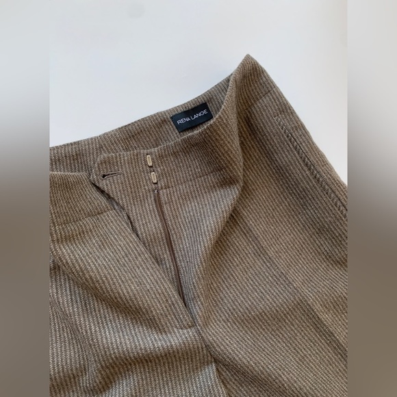 [SOLD] RENA Lange Camel Pinstripe Pure Wool Wide Leg Tailored Trousers size 8 M… - Picture 8 of 10